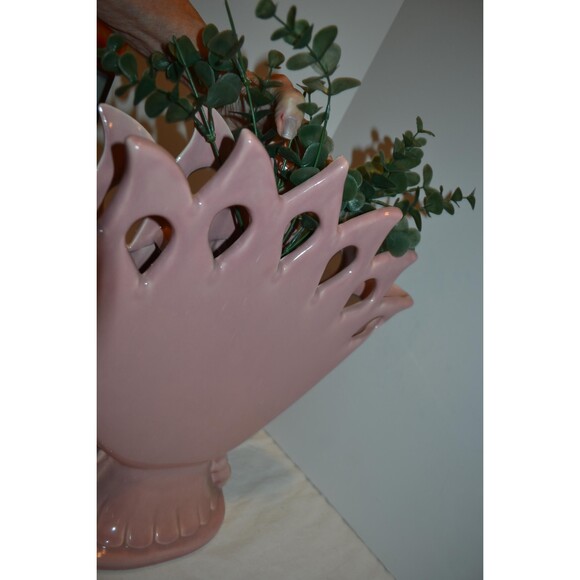 Vintage Vase Peacock Extra Large Royal Haeger 50s Pink Blue Foyer - Picture 4 of 7